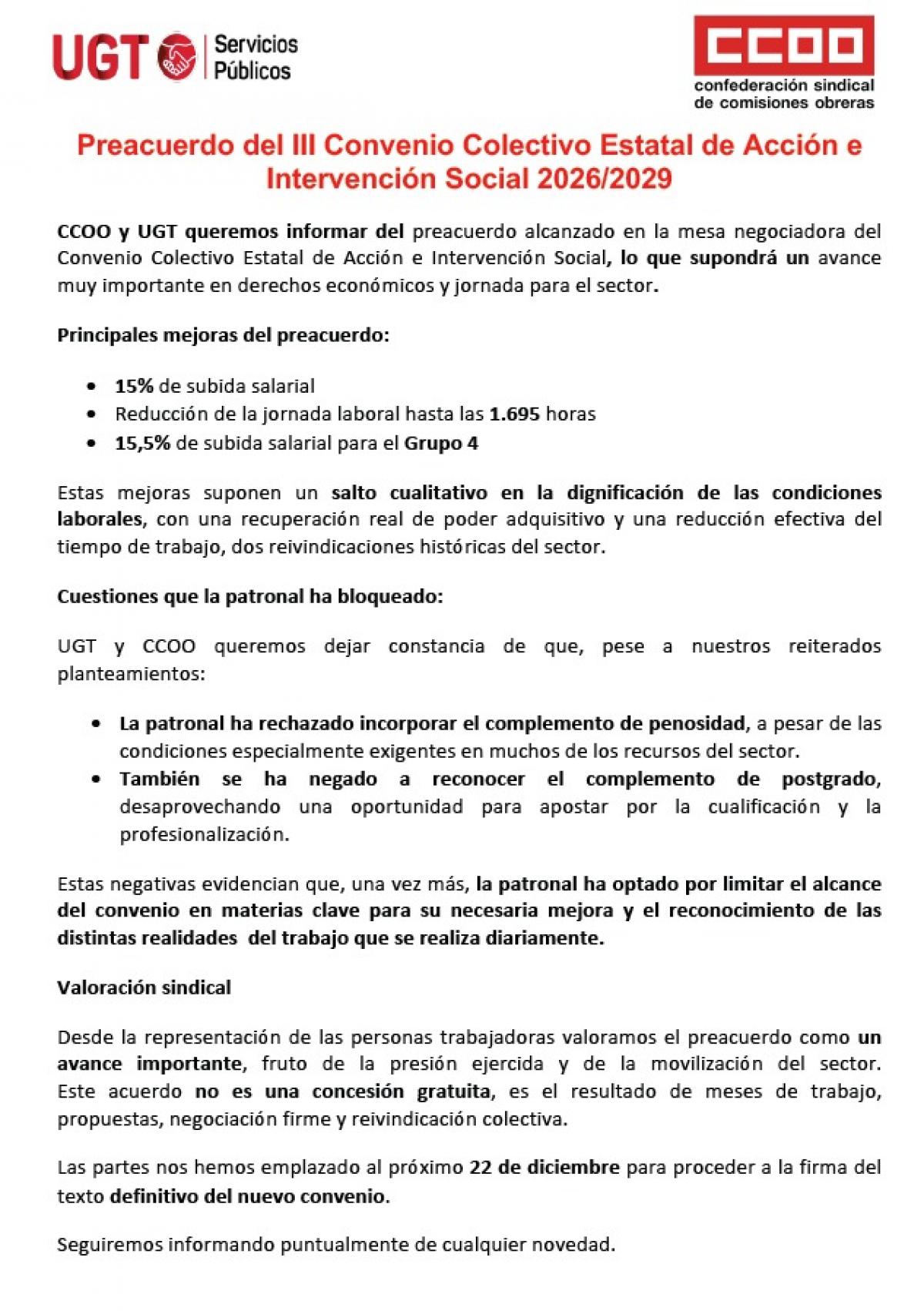 Noticia Preacuerdo de convenio